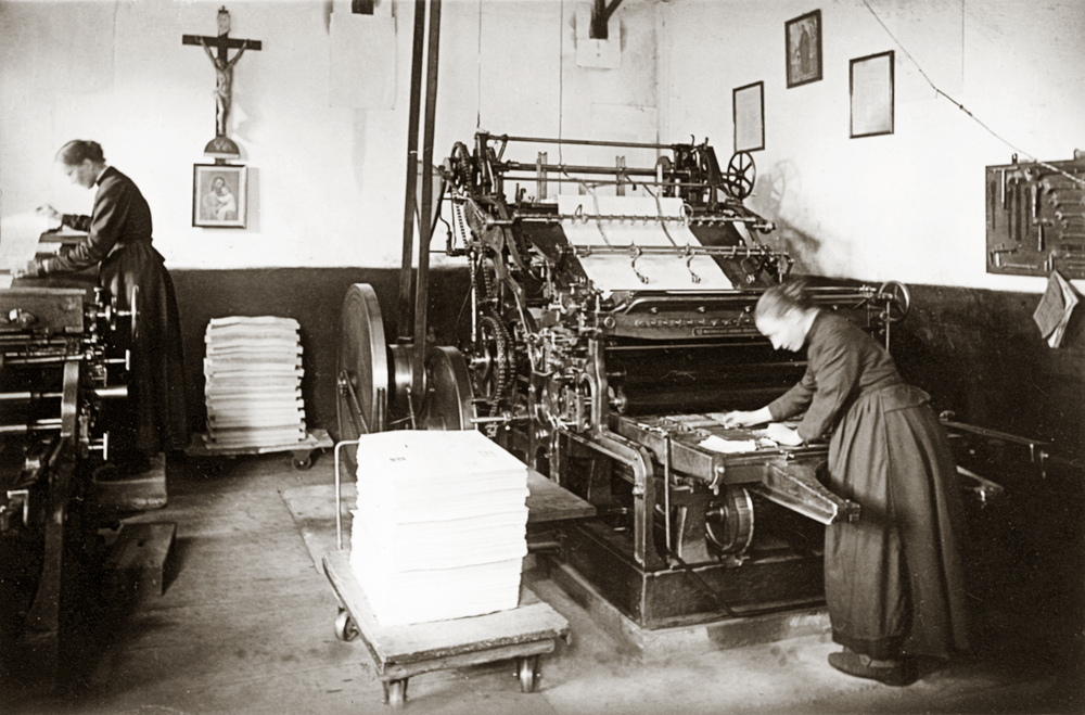 Druckerei in Maria Sorg um 1900